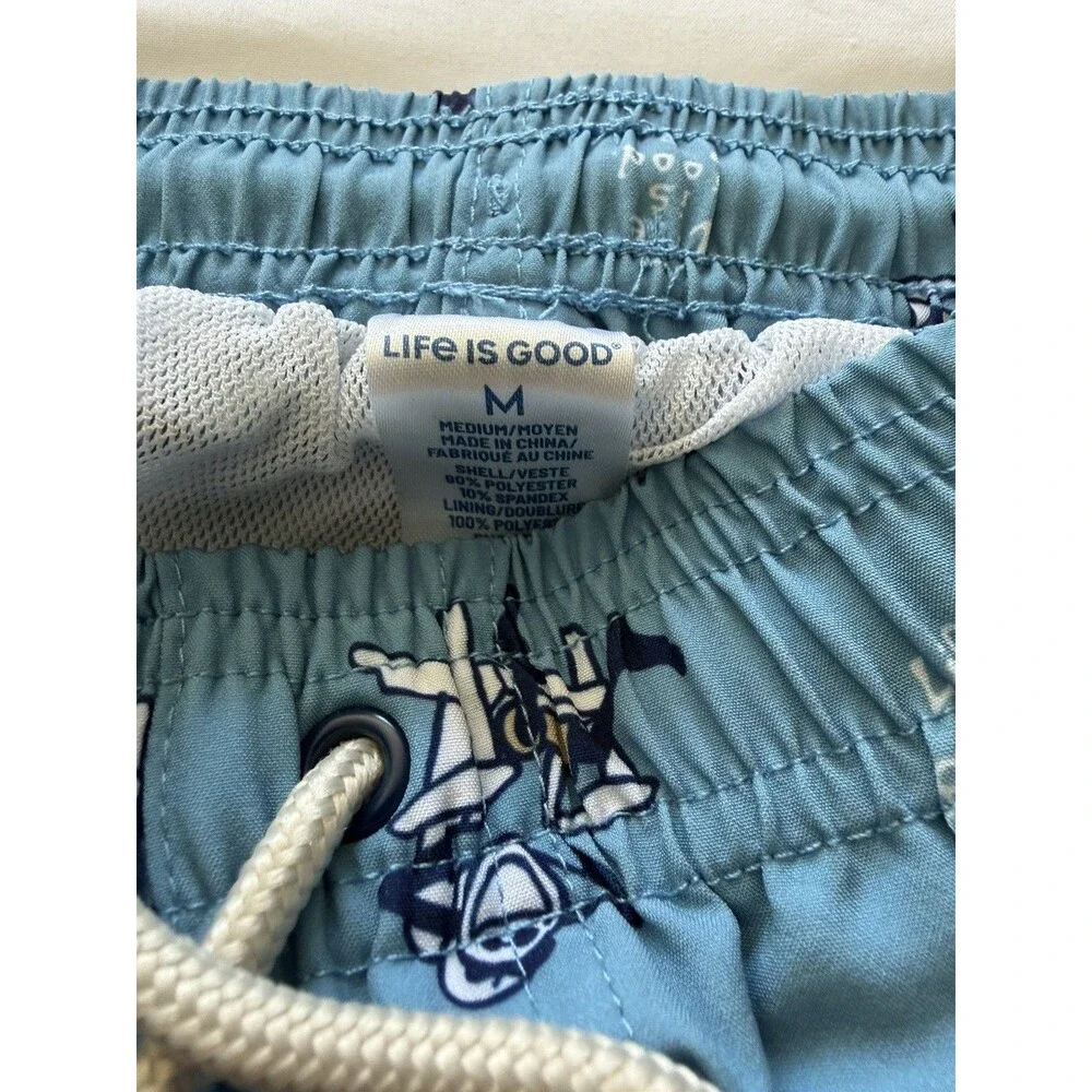 Life Is Good Swim Shorts M Blue Graphic Print